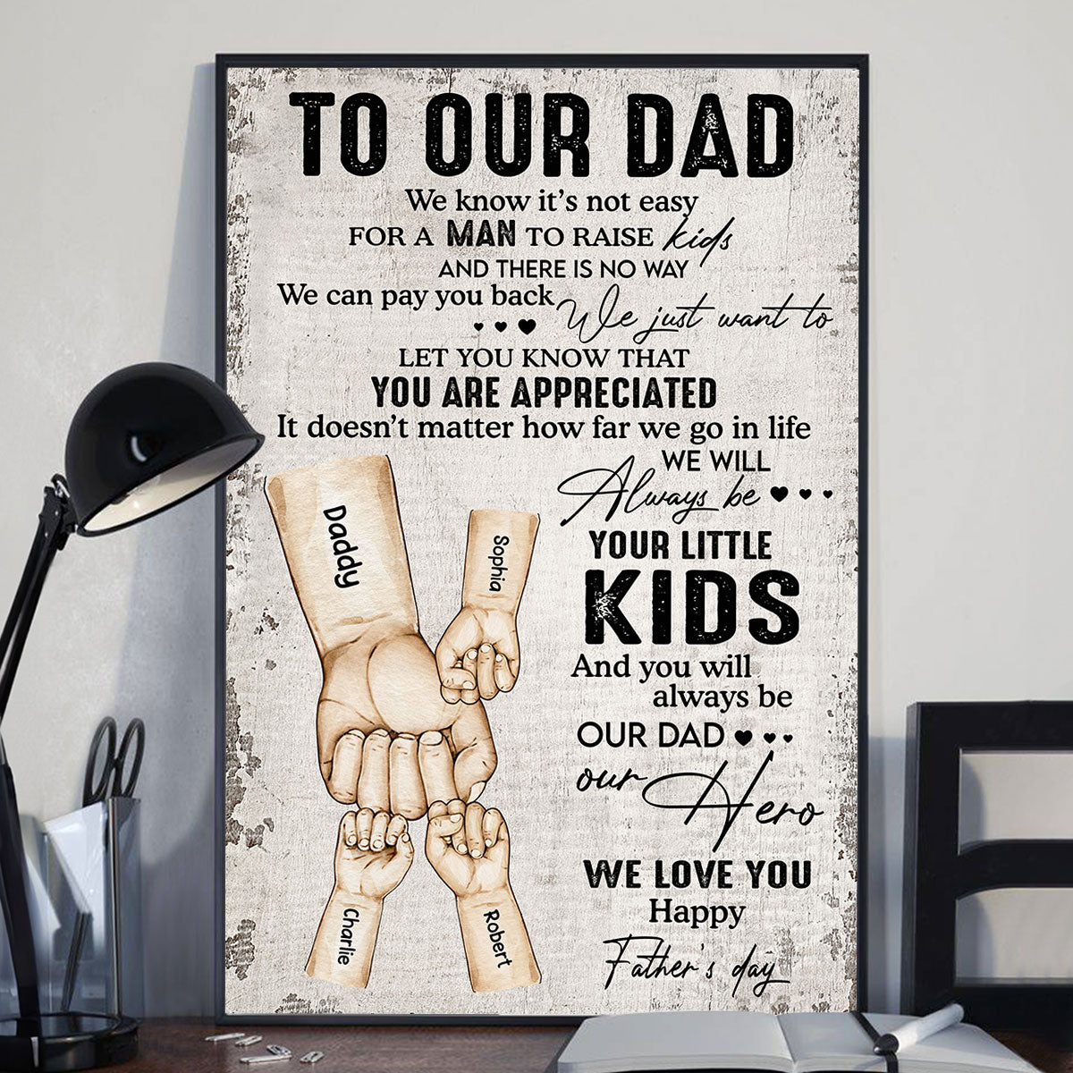 To Our Dad Fist Bump Personalized Poster