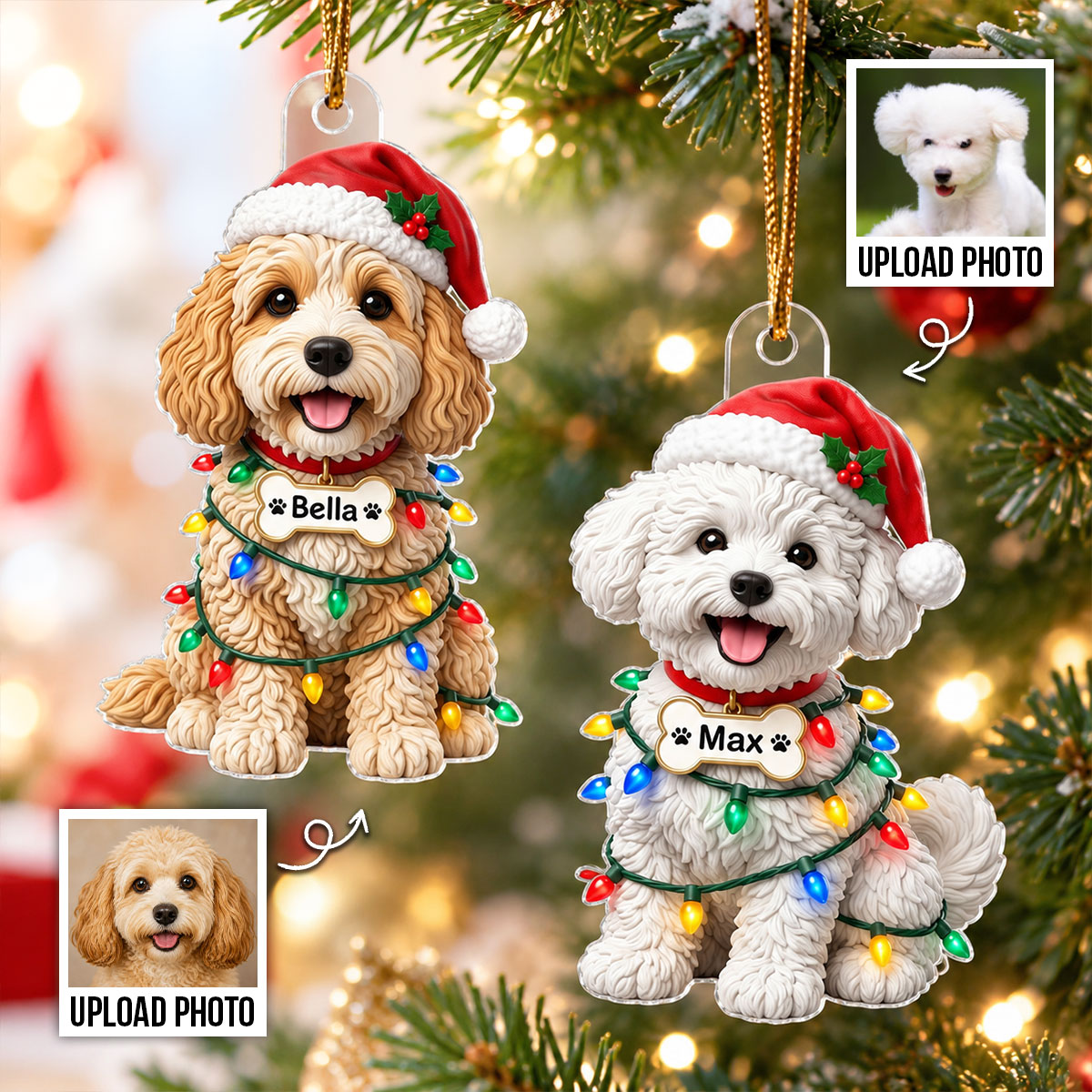 Naughty Dog Cat Pet Christmas Light Bulbs - Personalized Acrylic Ornament - Funny Christmas Gift, Decor For Dog Lovers, Cat Lovers, Pet Lovers