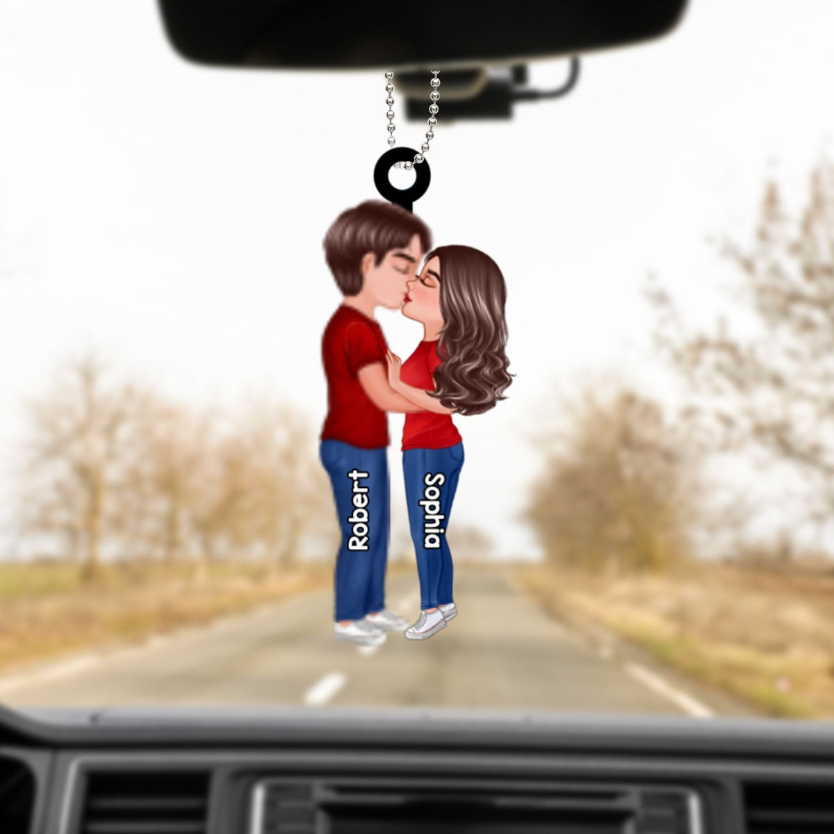 Doll Couple Kissing Gift For Him Gift For Her Car Hanging Ornament Personalized Acrylic Ornament