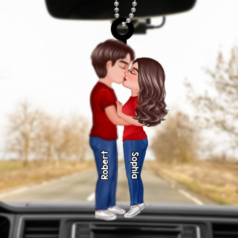Doll Couple Kissing Gift For Him Gift For Her Car Hanging Ornament Personalized Acrylic Ornament