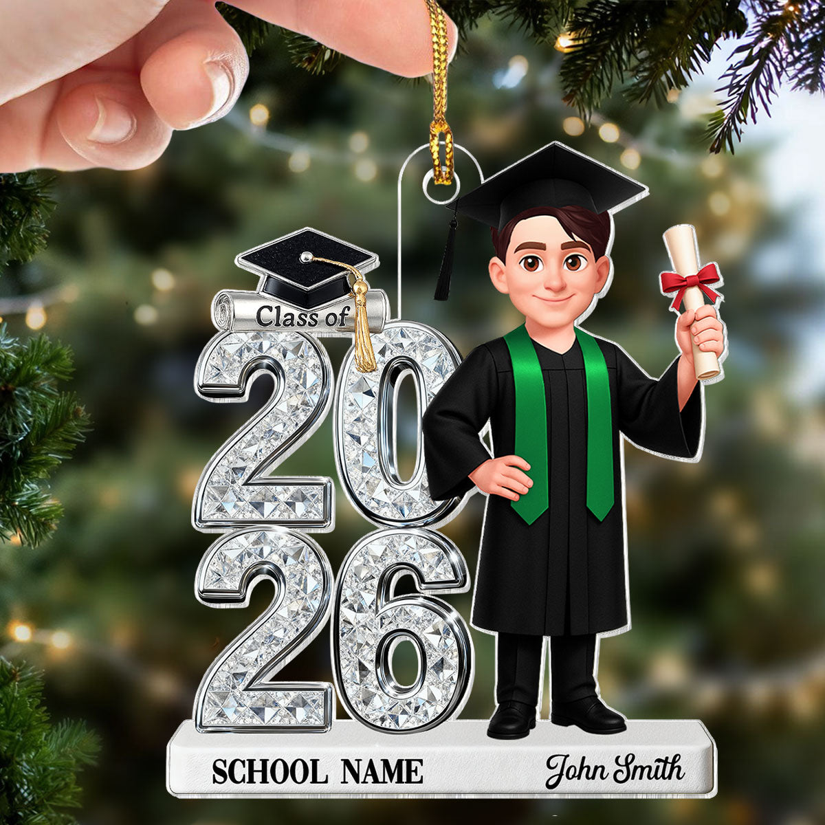 3D Shiny Effect Class Of 2025 2026 Senior - Personalized Acrylic Car Hanger- Gift For Graduates, Daughter, Son
