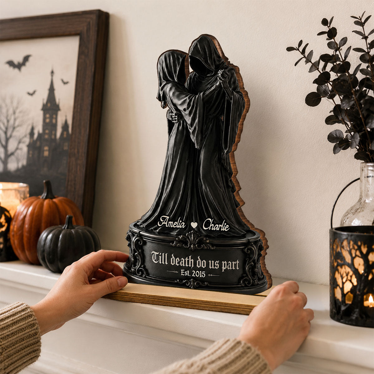 The Last Dance Grim Couple - Personalized 2-Layered Wooden Plaque - Halloween Decor For Couple