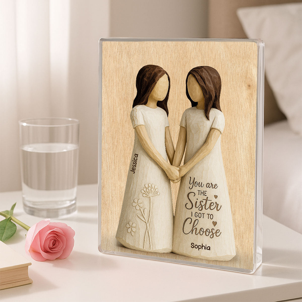 You Are The Sister I Got To Choose 3D Effect Personalized Acrylic Block Plaque Birthday Gift Friendship Gift for Besties, Best Friends