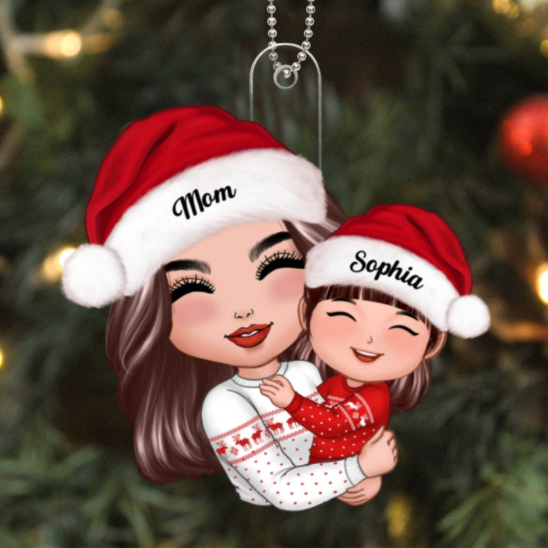 Doll Mom Hugging Kid Christmas Gift For Daughter Son Personalized Acrylic Ornament