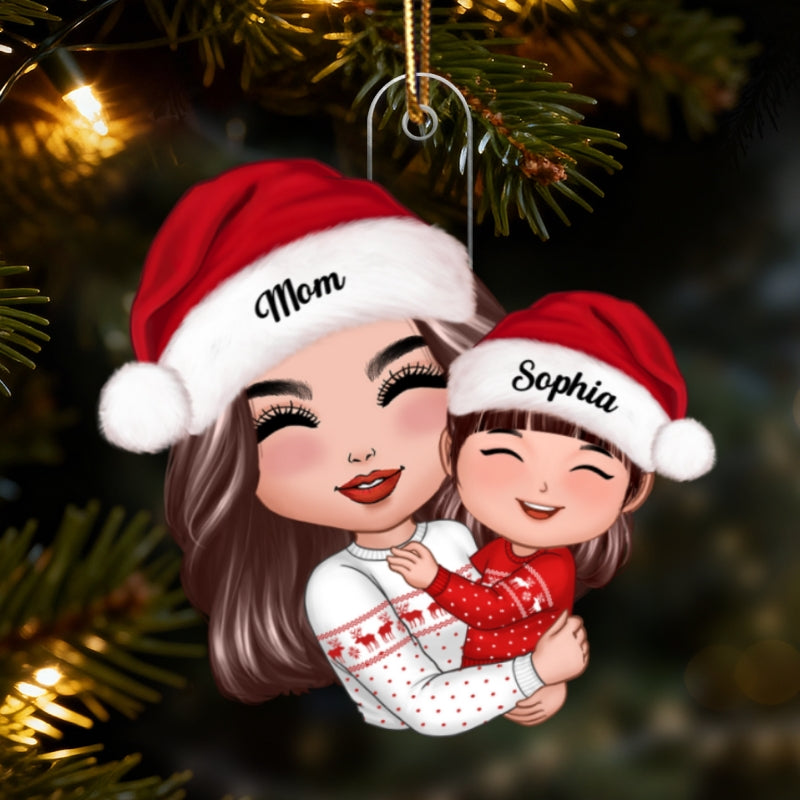 Doll Mom Hugging Kid Christmas Gift For Daughter Son Personalized Acrylic Ornament