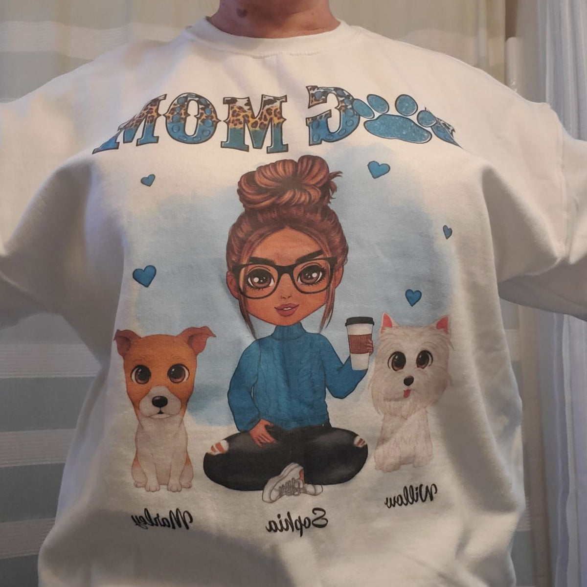 Teal And Leopard Pattern Dog Mom - Personalized Shirt - Gift For Dog Mom, Lovers