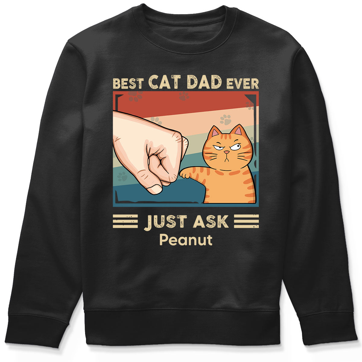 Retro Best Cat Dad Ever Fist Bump Funny Cute Cats Personalized Shirt