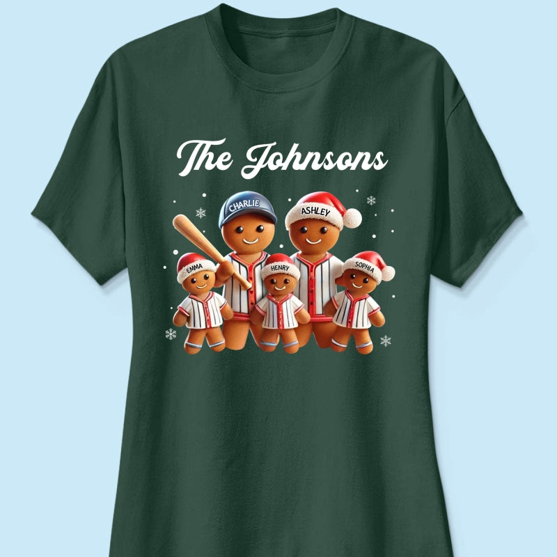 Baseball Gingerbread Family Sport Lover Christmas Matching Personalized Shirt