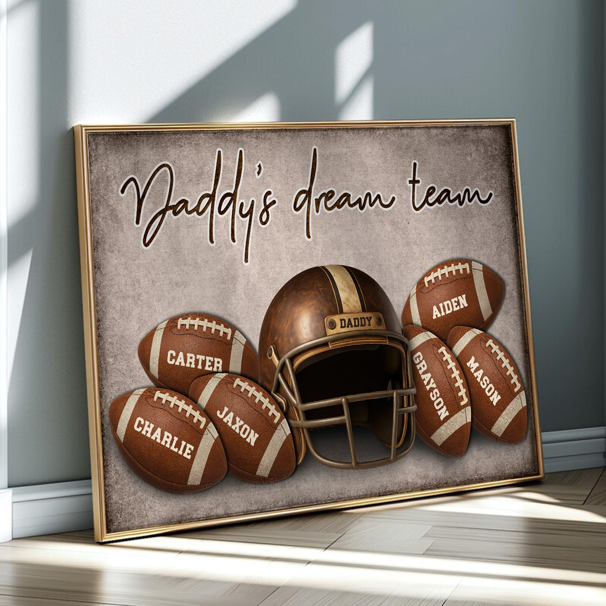 Football Dad Family Names Personalized Poster, Father's Day gift