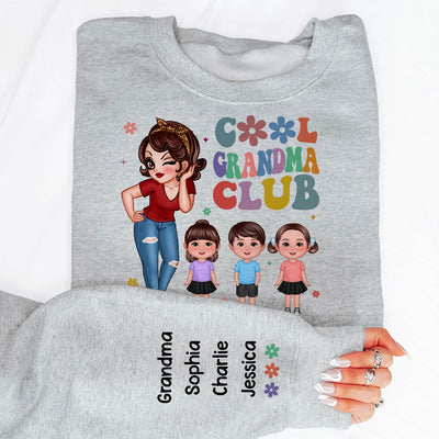 Cool Grandma Club, Names On Sleeve Personalized Sleeve Printed Sweatshirt