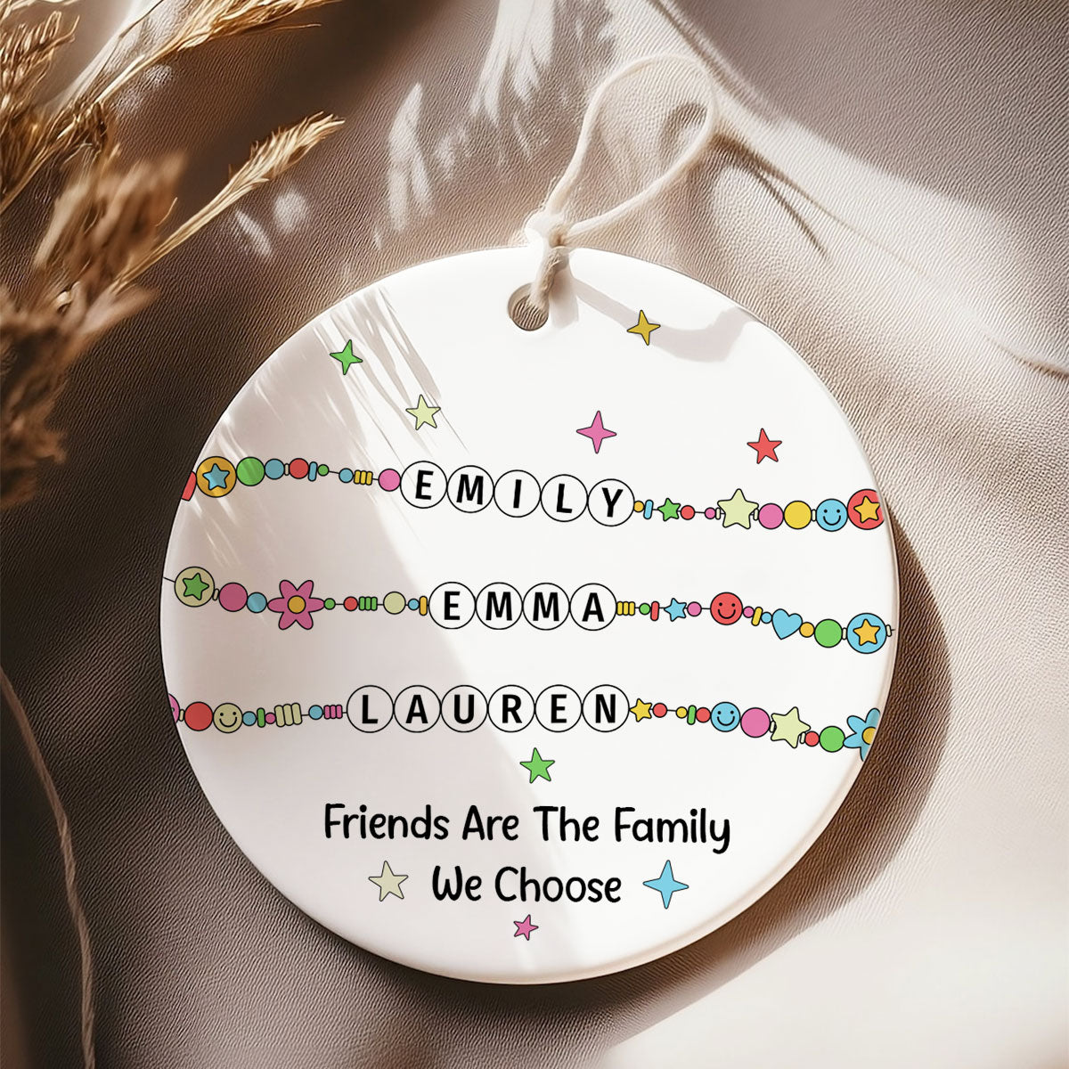 Besties Sisters Friends Bracelet Names Personalized Circle Ceramic Ornament