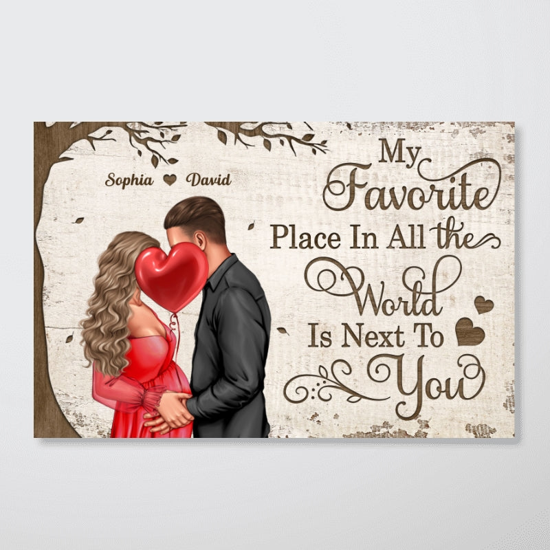 Favorite Place In The World Pregnancy Couple Personalized Poster, Gift For Him, For Her