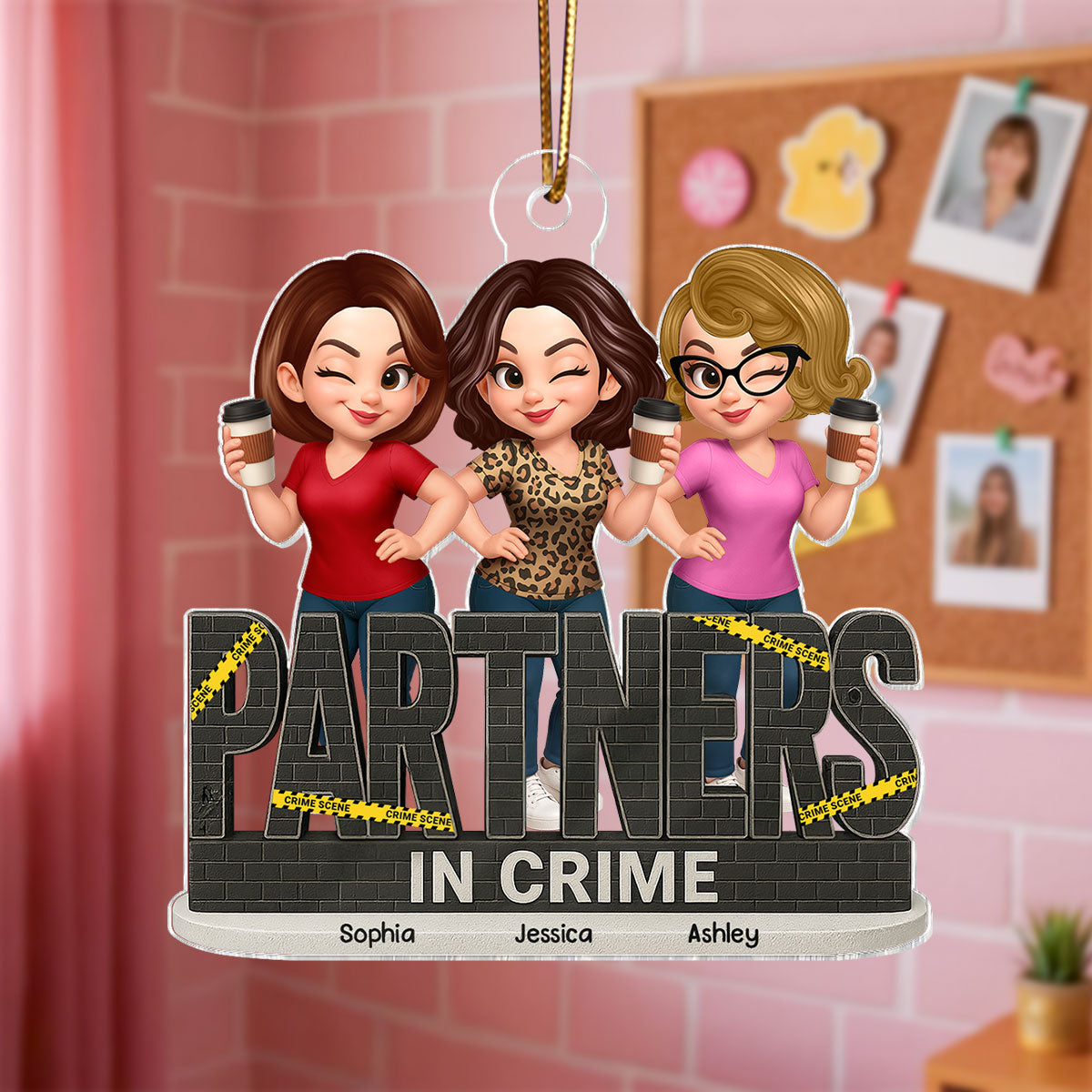 Partners In Crime Do Not Cross Besties Sisters Personalized Acrylic Ornament