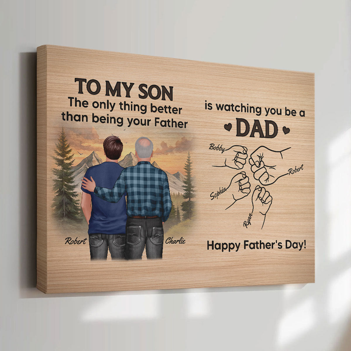 From Mom Dad To Son Watching You Be A Dad Personalized Wrapped Canvas, Gift For Son