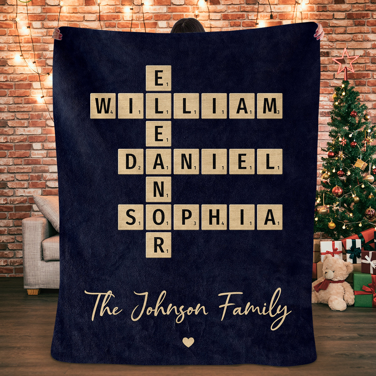 Family Crossword Puzzle Art Family Bond Personalized Fleece Blanket