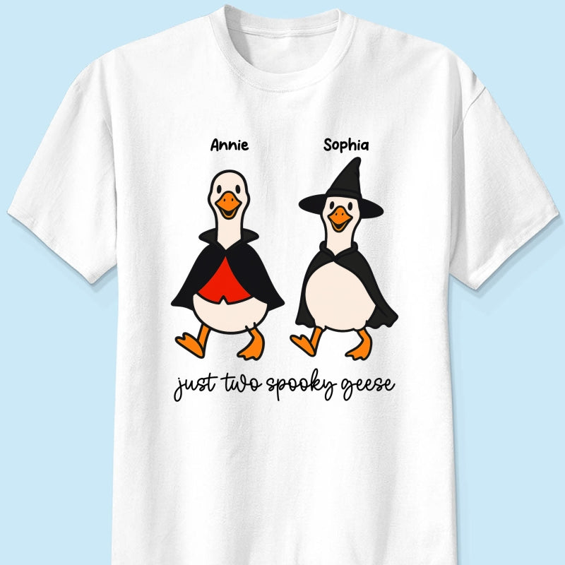 Halloween Funny Cute Spooky Goose Besties Personalized Shirt, Group Shirt For Besties