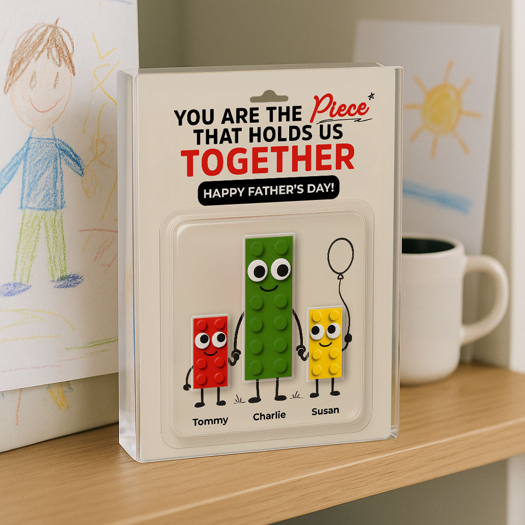 Dad And Kids Puzzle Personalized Toy Box Acrylic Block, Father's Day gift for Dad, Gift for Husband