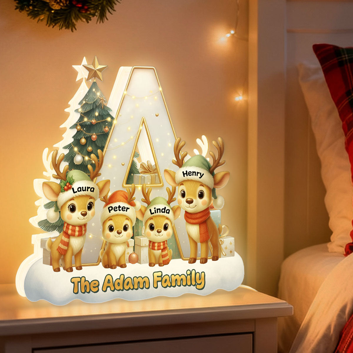 Family Initial Letter - Personalized Light Box - Heartwarming Christmas Decor, Gift for Family, Wife, Husband