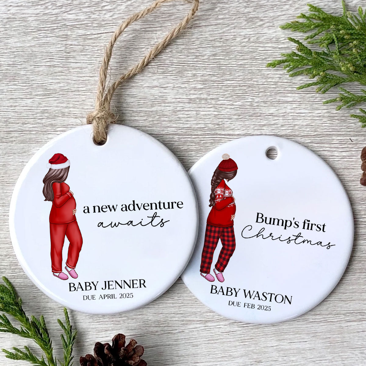 Pregnant Mom Baby Bump's First 2025 Ornament, - Personalized Ornament