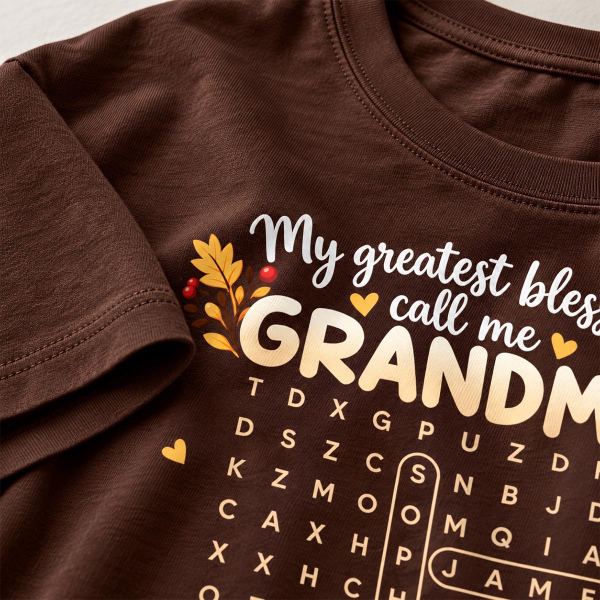 My Greatest Blessings Call Me Grandma Word Search Puzzle - Personalized Shirt - Fall Season Thanksgiving Gift For Grandma