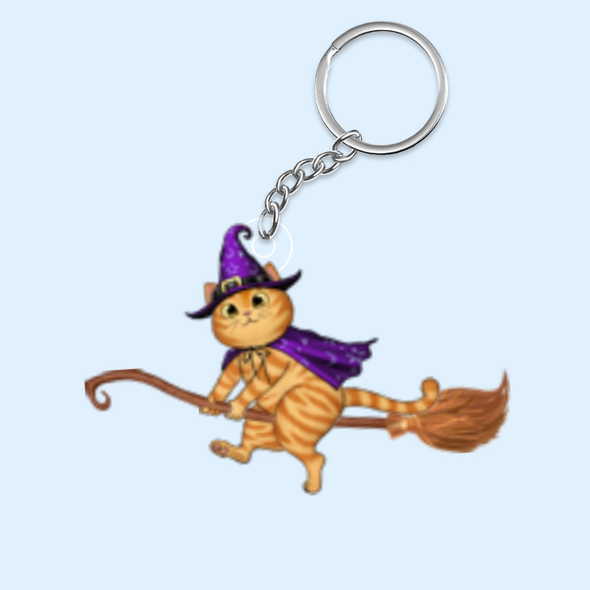 Halloween Cats On Broom Personalized Acrylic Keychain