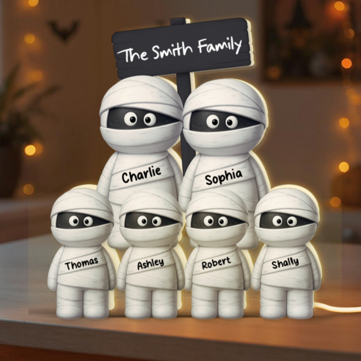 Halloween Cute Funny Mummy Family Personalized LED Light Box, Halloween Home Decoration