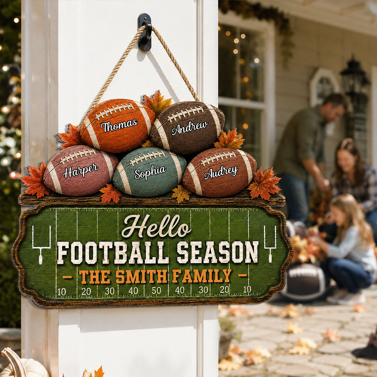 Football Field Family 2D Flat - Personalized Wood Sign - Fall Season Football Season