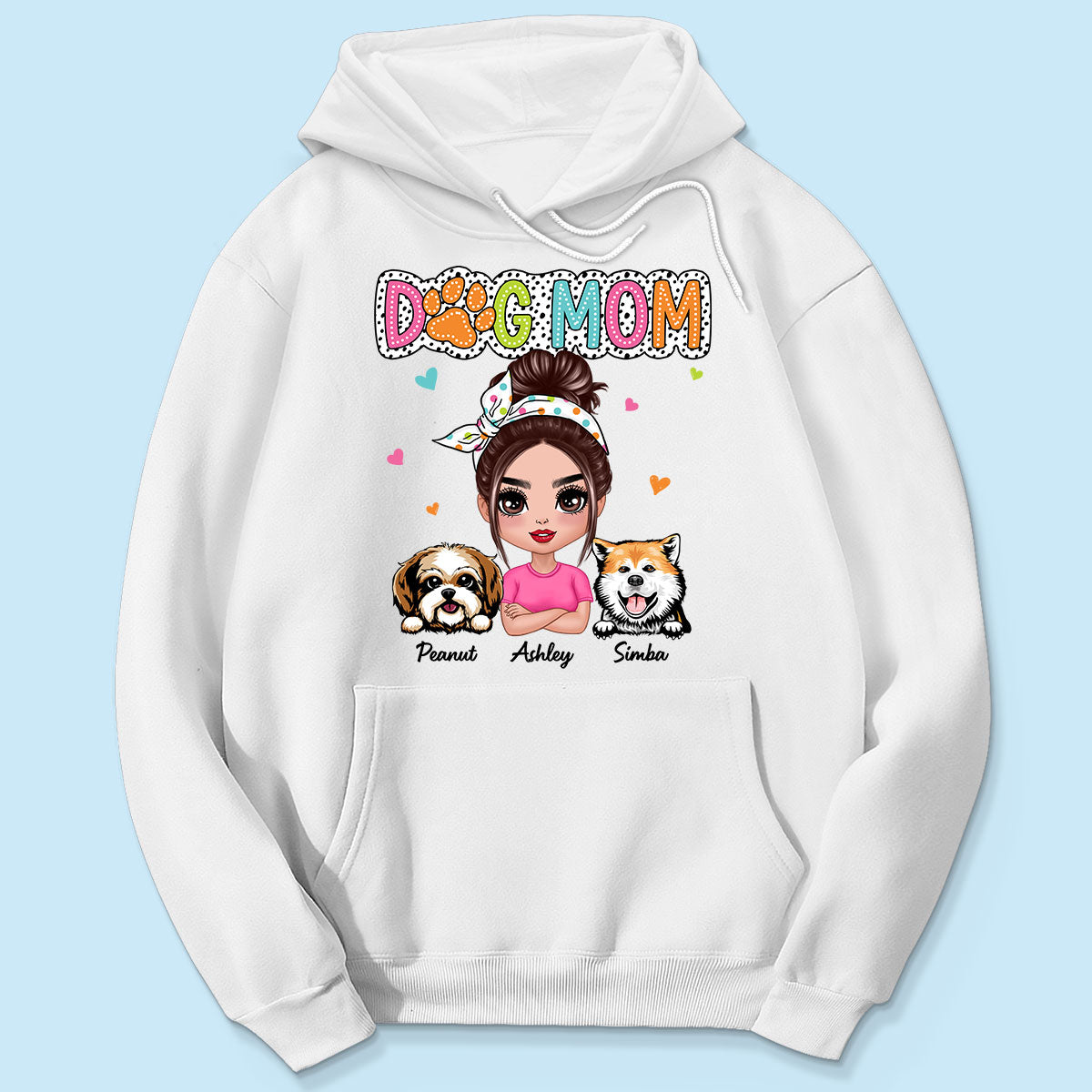 Dog Mom Summer Vibe Dots Sassy Woman & Peeking Dogs Personalized Shirt