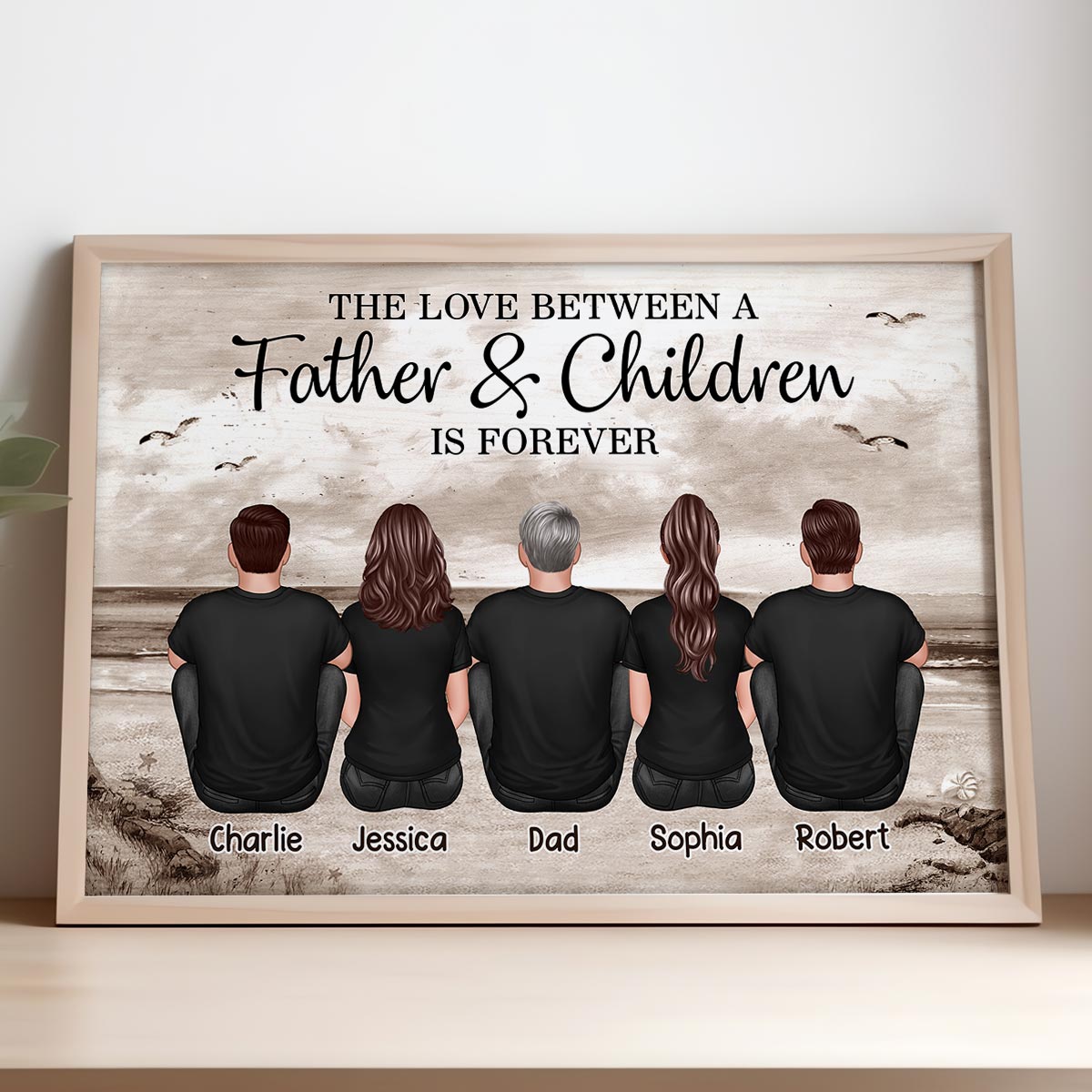 Dad No Matter How Big We Get Retro Vintage Beach Personalized Poster, Gift For Dad, For Husband