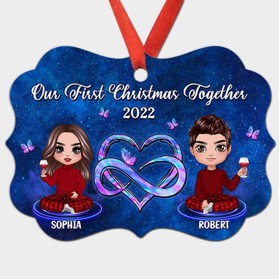 Galaxy Heart Infinity Doll Couple Personalized Christmas Ornament