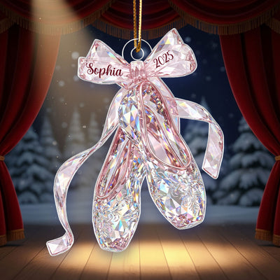 Ballet Shoes Crystal Effect - Personalized Acrylic Ornament - Unique Christmas Gift For Kid