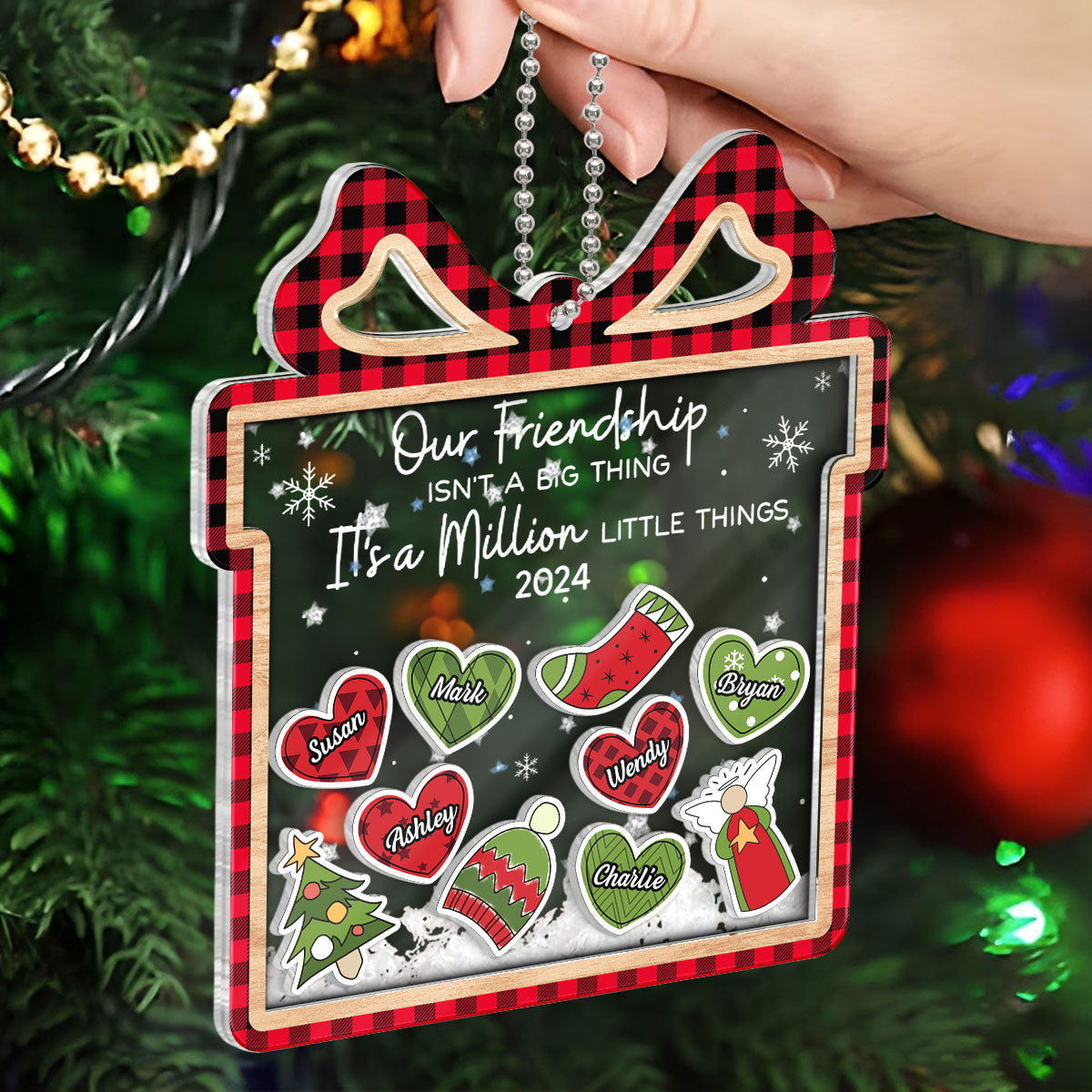 Our Friendship Is A Million Little Things Personalized Shaker Ornament, Christmas Gift For Besties, Best Friends, BFF
