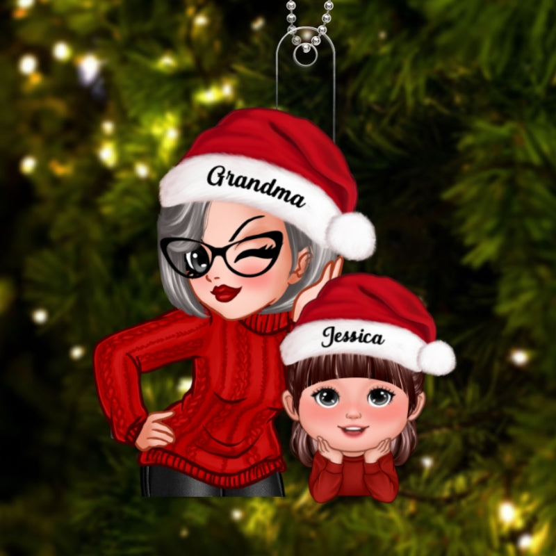 Grandma Grandkid Pretty Chin On Hands Personalized Acrylic Ornament