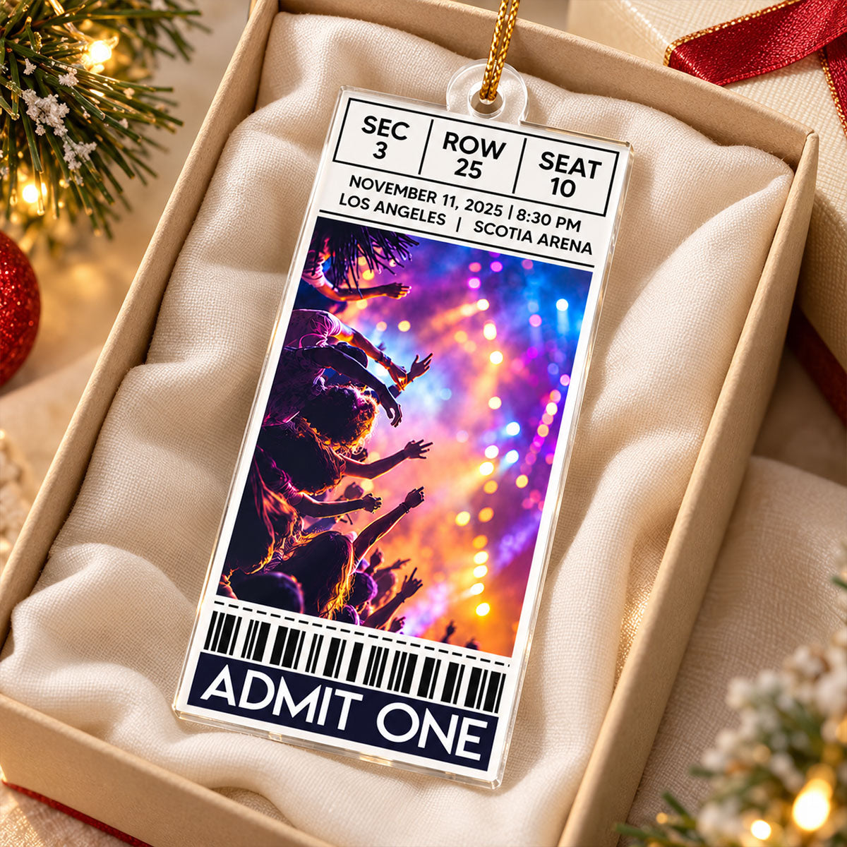 Custom Concert Ticket - Personalized Acrylic Ornament - Christmas Favorite Music Keepsake Gift for Daughter, Son, Best Friends
