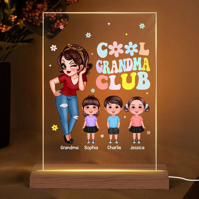 Cool Grandma Club Personalized Acrylic LED Night Light, Gift for Grandma