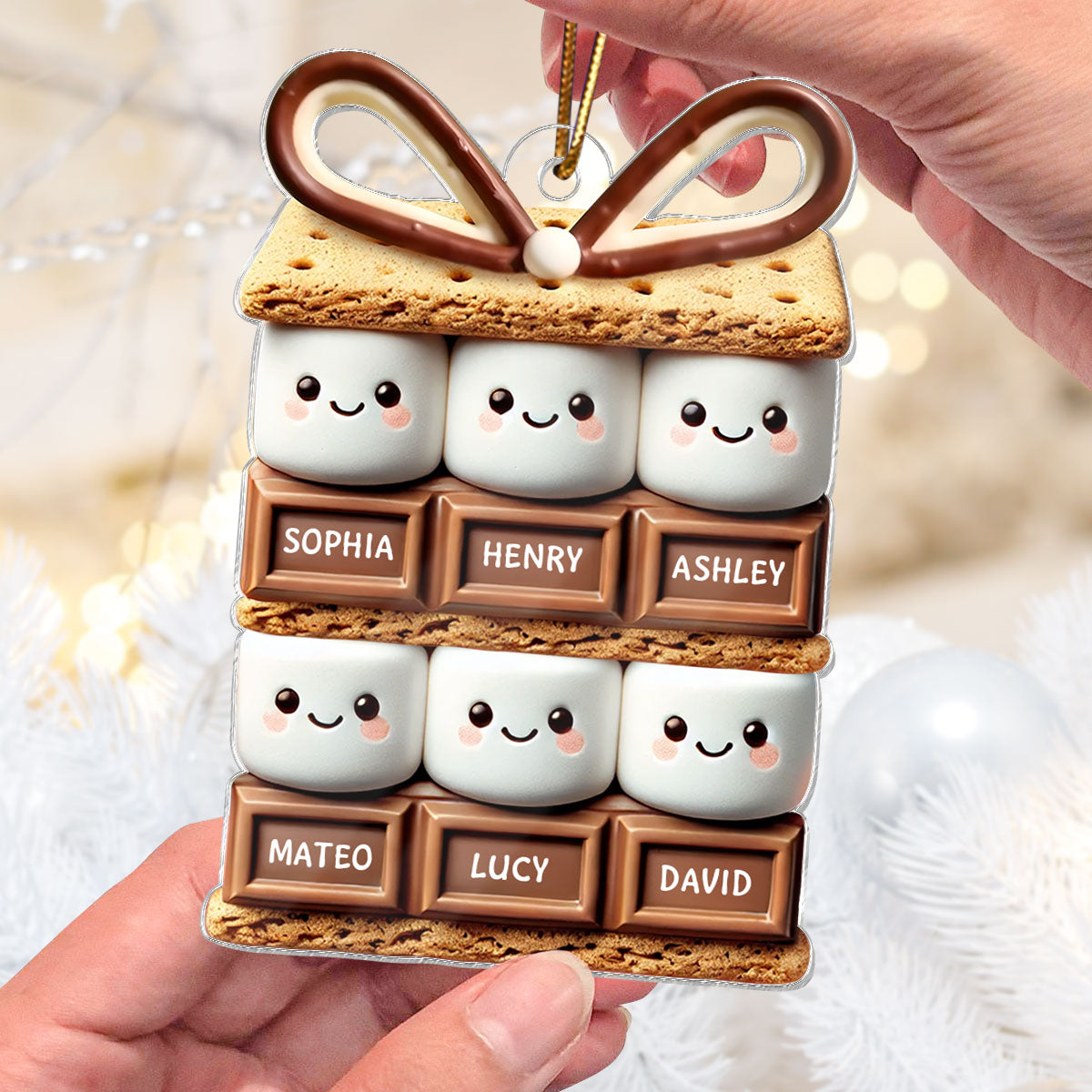 Funny Cute Christmas Family S'more Cake Personalized Acrylic Ornament
