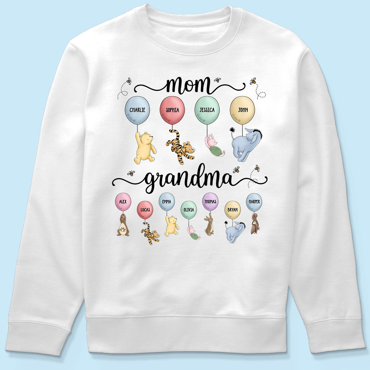 Mom Grandma Cute Characters With Balloons Personalized Shirt Mother‘s Day Gift For Grandma