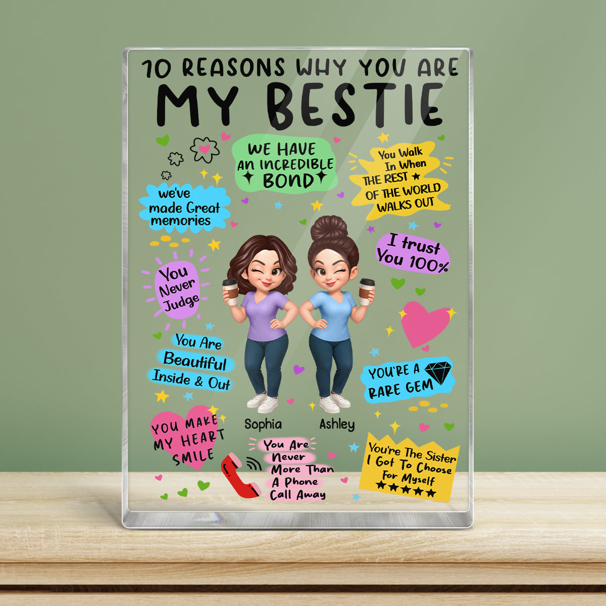 10 Reasons Why You Are My Besties Personalized Acrylic Block Plaque