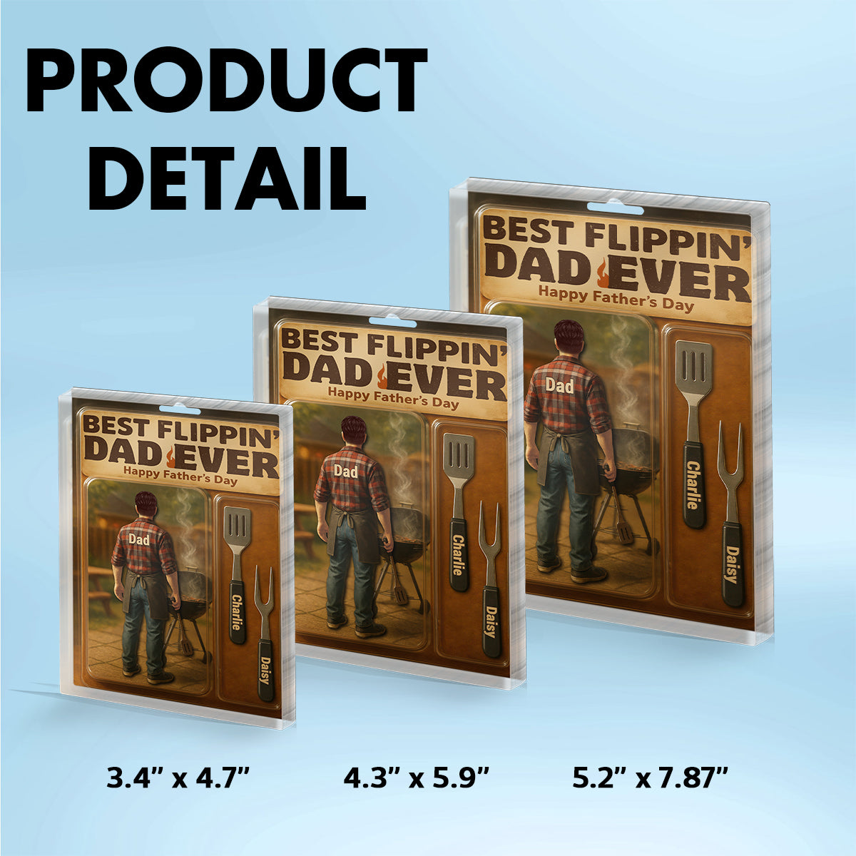 Best Flippin' Dad Ever With Kids' Names Custom Figure Personalized Acrylic Block Plaque, Unique Father's Day Gift For Him, For Dad, For Grandpa