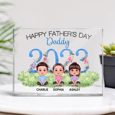 Happy Father‘s Day Doll Kids 2023 Personalized Rectangle Acrylic Block Plaque