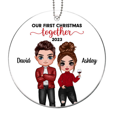 Doll Couple First Christmas Personalized Acrylic Ornament