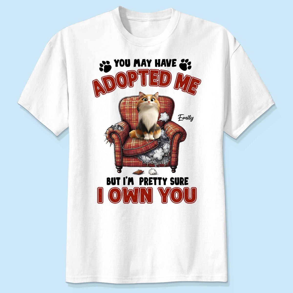 You May Have Adopted Me But I'm Pretty Sure I Own You, Funny Cartoon Cat Personalized Shirt, Gift for Cat Mom