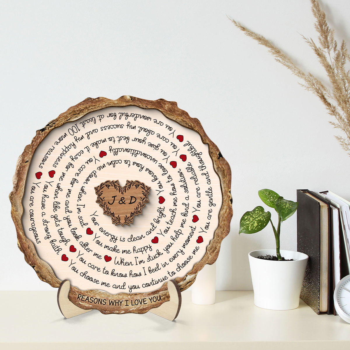 Reasons Why I Love You Spiral Text  Gift For Him Or Her Personalized 2-Layer Wooden Plaque
