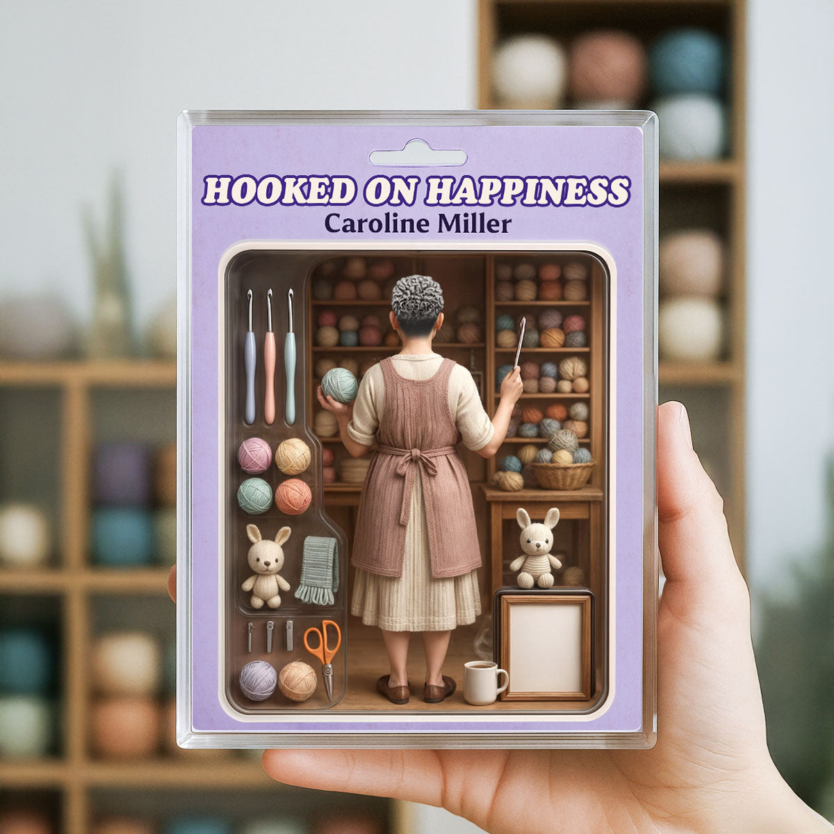 Crocheting Mom Grandma Realistic Figure Style Personalized Acrylic Block Plaque