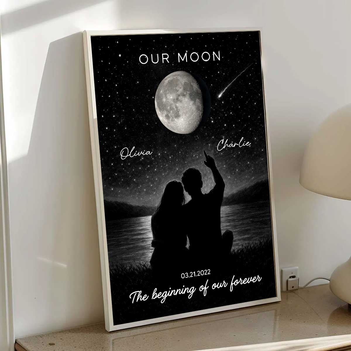 Night Sky Custom Couple Moon Phase - Personalized Poster - Valentine's Day Gift For Couple, For Her, For Him