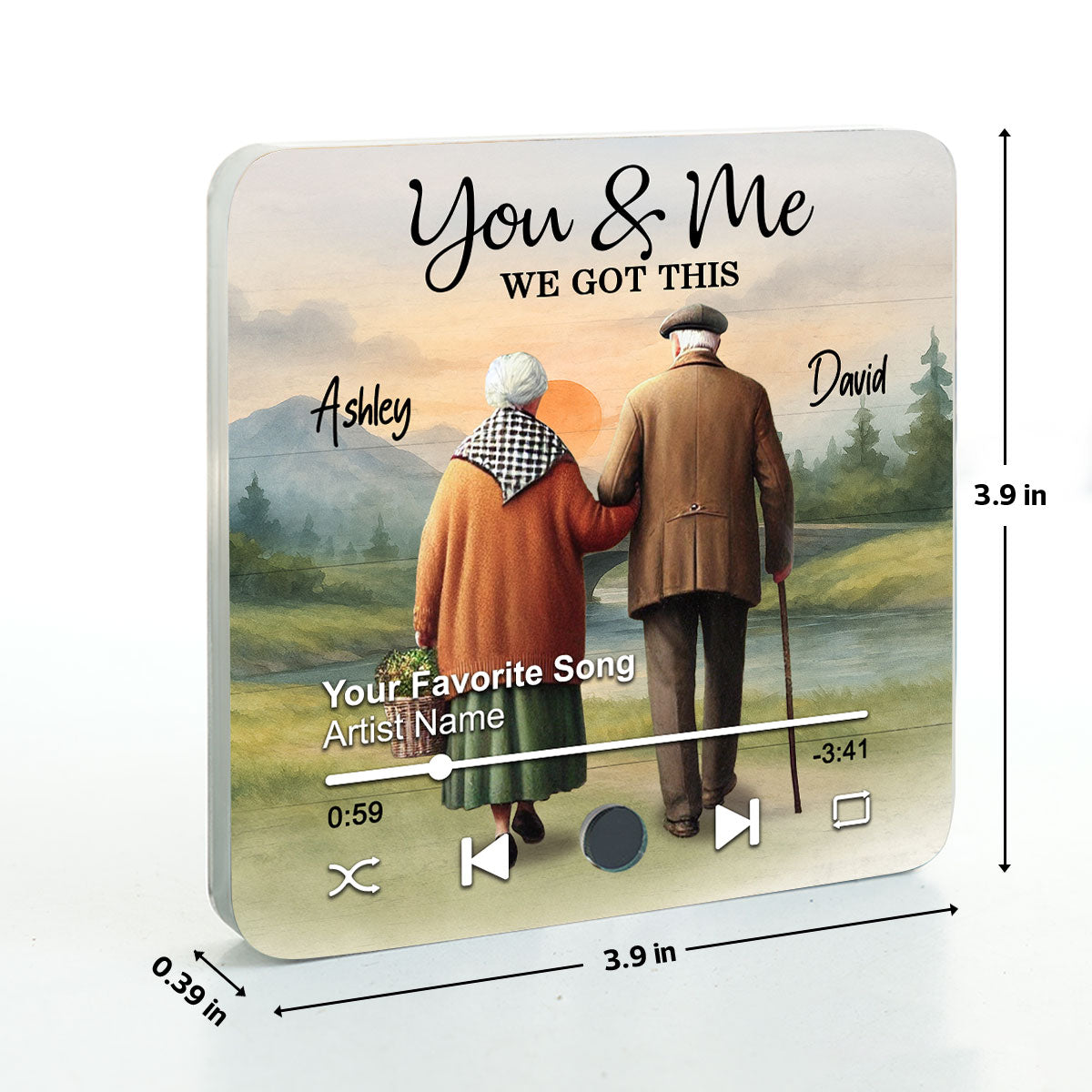 Eternal Love Couple Growing Old Together Mountain Landscape Personalized Music Fridge Magnet