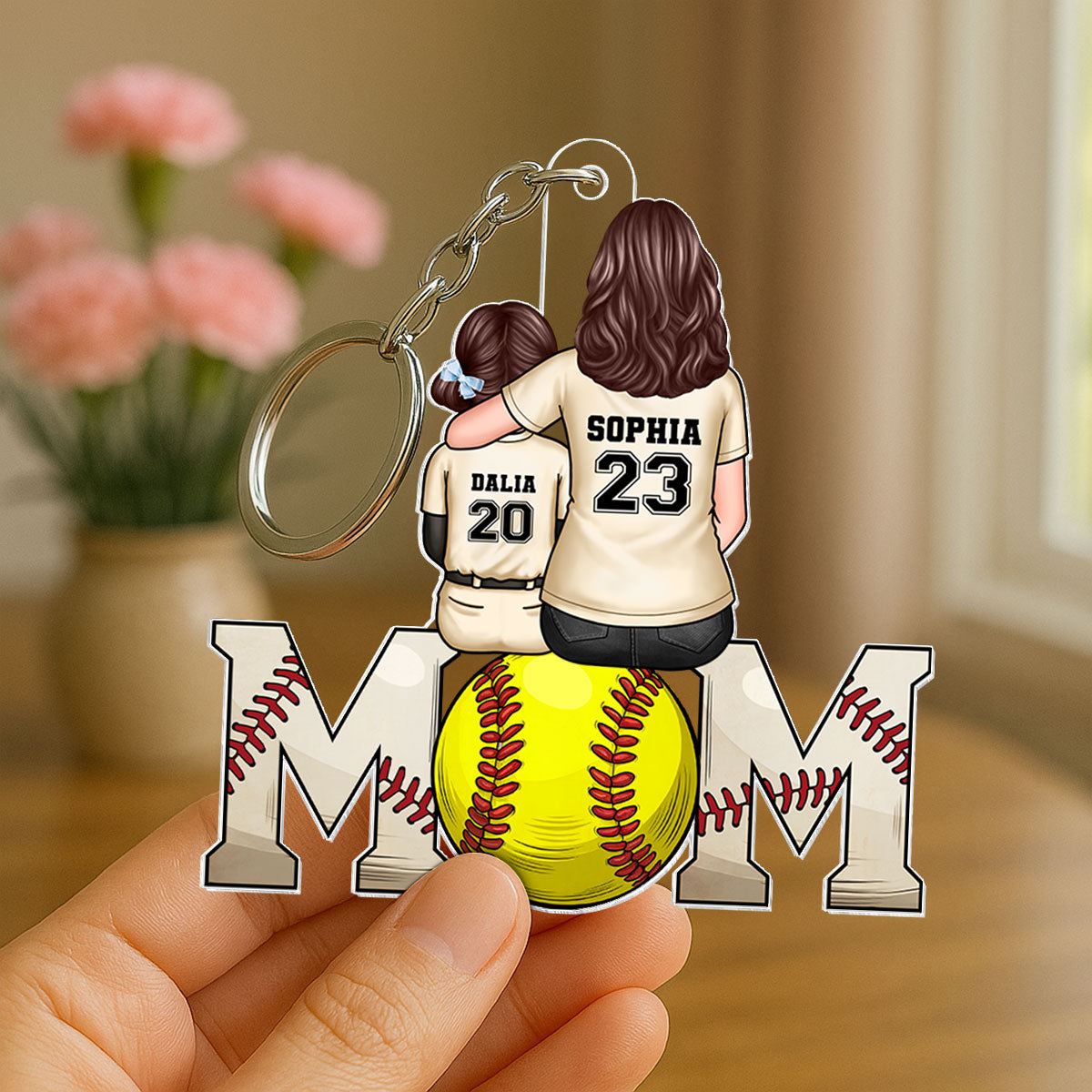 Baseball, Softball Mom And Kids Personalized Acrylic Keychain, Gift