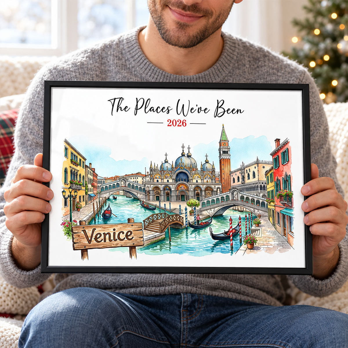 Our Adventure Travel Memory - Personalized Poster - Anniversary Christmas Gift for Couples, Wedding Gift, Honeymoon Keepsake.
