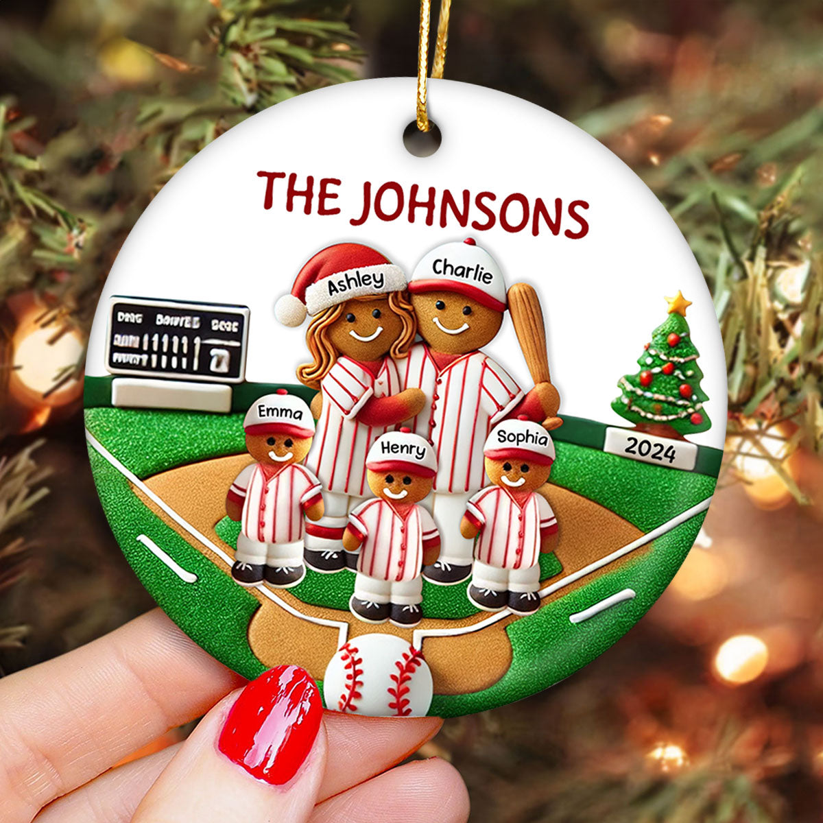Baseball Family On The Field Sport Lover Personalized Ceramic Ornament
