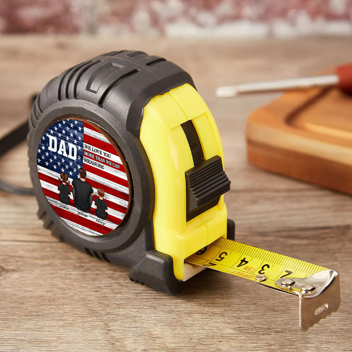 Nation Flag Dad Love You More Than We Can Measure Personalized Tape Measure| Coolest Father's Day Gift For Dad